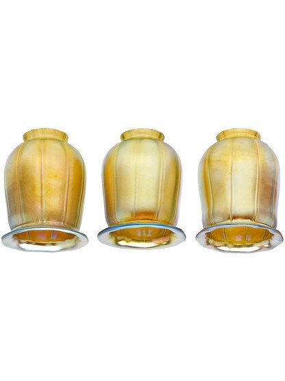 Alternate View of Iridescent Gold Art Glass Squash Shade with 2 1/4 inch Fitter.