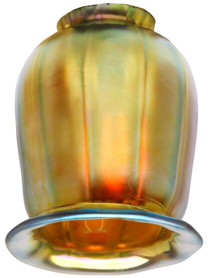 Alternate View 2 of Iridescent Gold Art Glass Squash Shade with 2 1/4 inch Fitter.