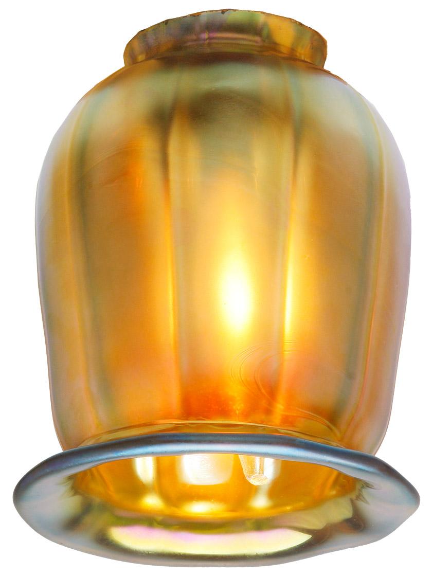 Alternate View 3 of Iridescent Gold Art Glass Squash Shade with 2 1/4 inch Fitter.