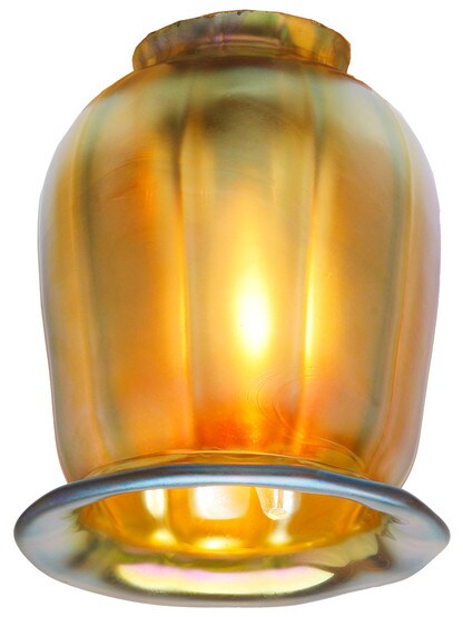 Alternate View 3 of Iridescent Gold Art Glass Squash Shade with 2 1/4 inch Fitter.