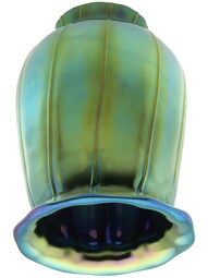 Iridescent Peacock-Blue Art Glass "Squash" Shade with 2 1/4" Fitter