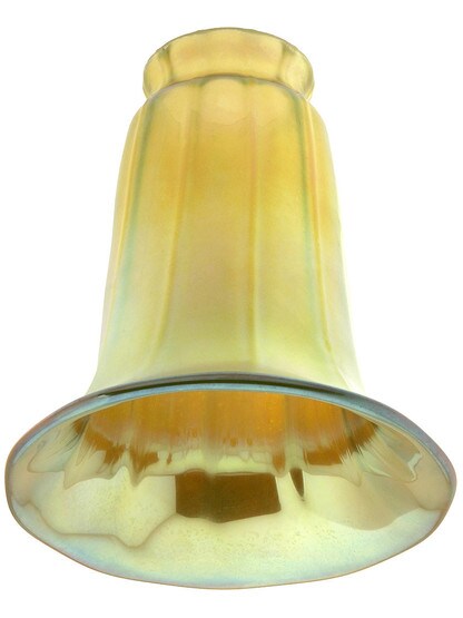 Iridescent Gold Art Glass Trumpet Shade with 2 1/4 inch Fitter.