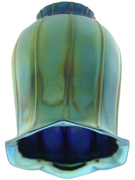 Iridescent Peacock-Blue Art Glass Tulip Shade with 2 1/4 inch Fitter.