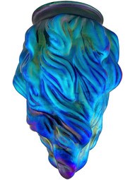 Peacock Blue Iridescent Glass Flame Shade - 3 1/4 Inch Fitter