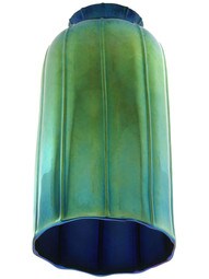 Iridescent Peacock-Blue Art Glass "Cylinder" Shade with 2 1/4" Fitter