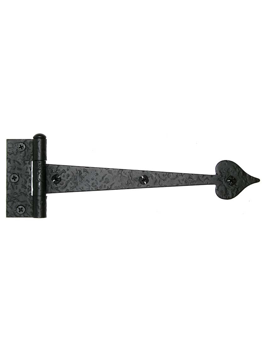 Alternate View of Rough Forged Iron Strap Door Hinge With Heart Design