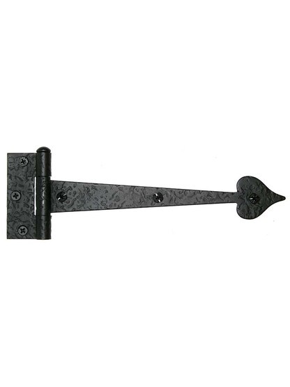 Alternate View of Rough Forged Iron Strap Door Hinge With Heart Design