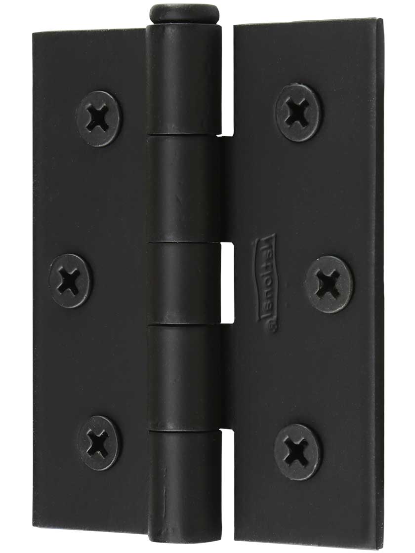 3" By 2 1/2" Forged Iron Surface Hinge With Smooth Black Finish