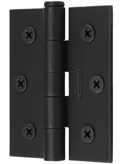 Alternate View of 3 inch By 2 1/2 inch Forged Iron Surface Hinge With Smooth Black Finish.