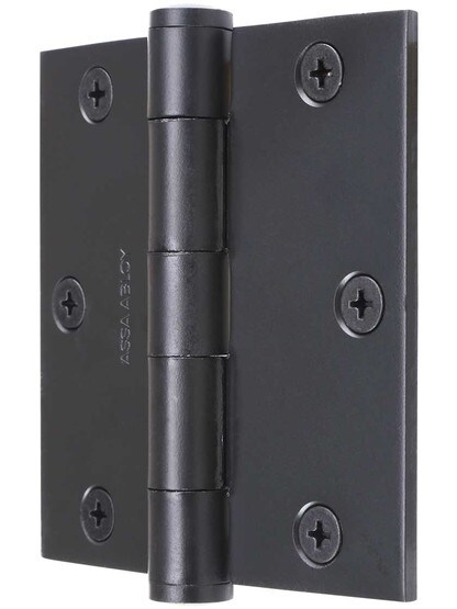 Alternate View of 3 1/2 inch Solid Steel Hinge With Button Tips