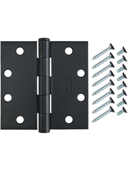 Alternate View 4 of 4 1/2 inch Solid Steel Hinge With Button Tips