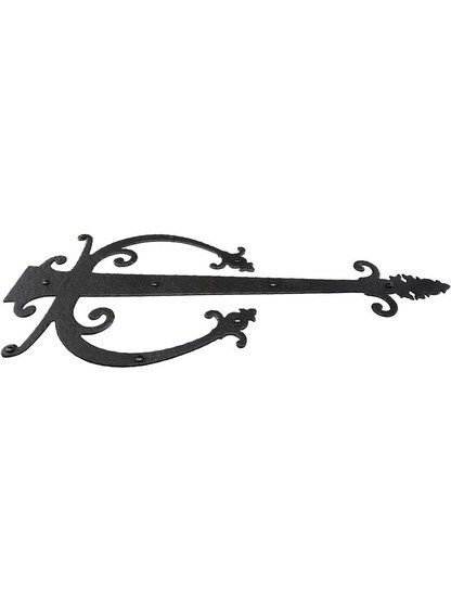 Alternate View of Rough Forged Iron Dummy Hinge Strap With Fancy Warwick Banjo Shape.