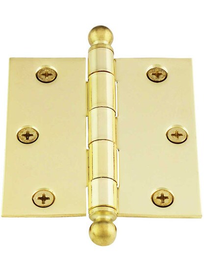 Alternate View 2 of 3 inch Heavy Duty Plated Steel Door Hinge With Ball Tips