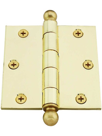 Alternate View 2 of 3 1/2 inch Heavy Duty Plated Steel Door Hinge With Ball Tips