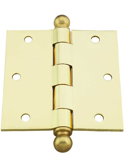 Alternate View 3 of 3 1/2 inch Heavy Duty Plated Steel Door Hinge With Ball Tips