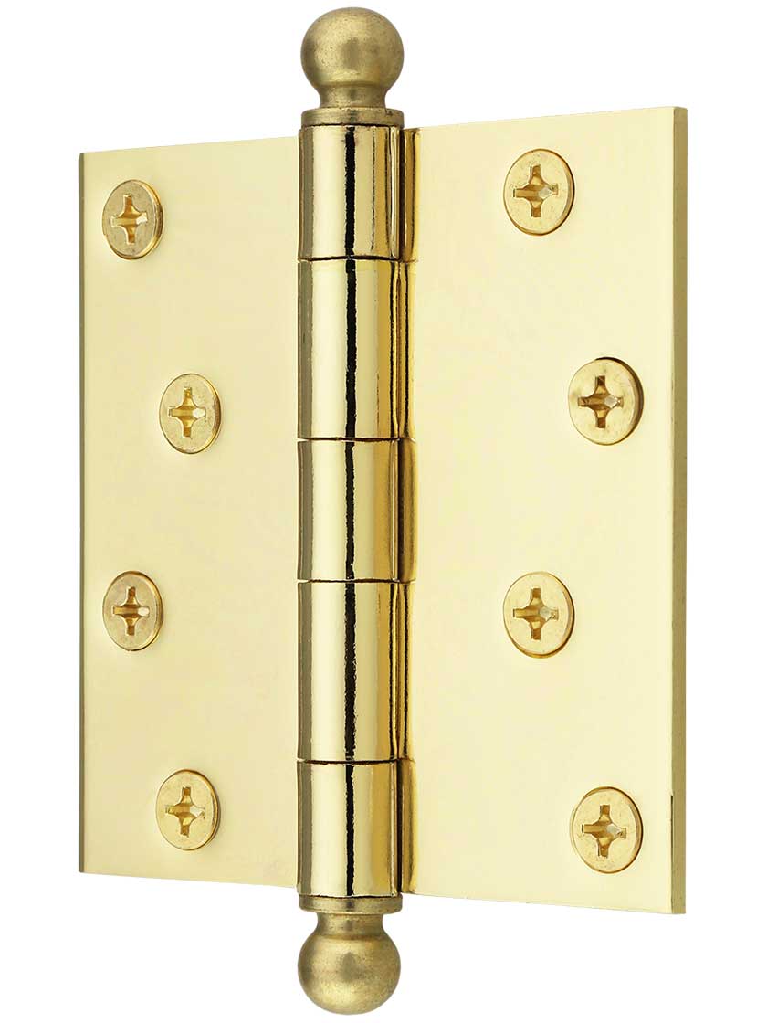 Alternate View of 4 inch Heavy Duty Plated Steel Door Hinge With Ball Tips