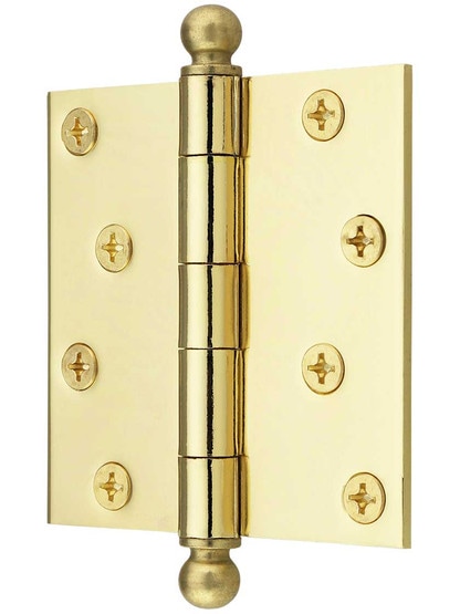 Alternate View of 4 inch Heavy Duty Plated Steel Door Hinge With Ball Tips