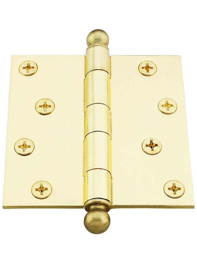 Alternate View 2 of 4 inch Heavy Duty Plated Steel Door Hinge With Ball Tips