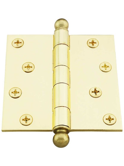 Alternate View 2 of 4 inch Heavy Duty Plated Steel Door Hinge With Ball Tips