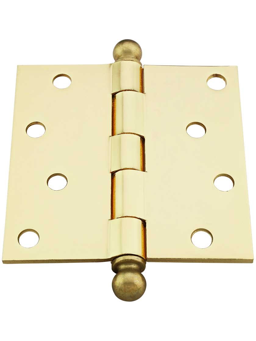 Alternate View 3 of 4 inch Heavy Duty Plated Steel Door Hinge With Ball Tips
