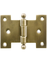 Solid-Brass Parliament Hinge with Ball Tips in Antique-By-Hand - 2 1/4-Inch by 3-Inch.