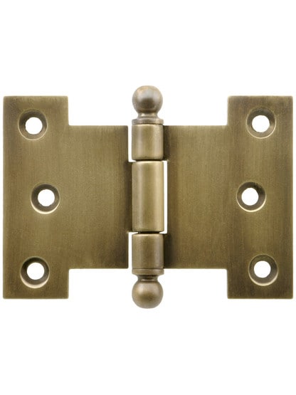 Solid-Brass Parliament Hinge with Ball Tips in Antique-By-Hand - 2 1/2-Inch by 3 1/2-Inch.
