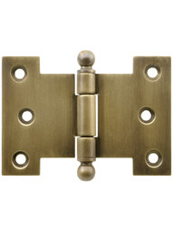 Solid-Brass Parliament Hinge with Ball Tips in Antique-By-Hand - 2 1/2-Inch by 3 1/2-Inch.