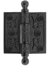 2 1/2" Cast Iron Ball Tip Hinge With Decorative Vine Pattern