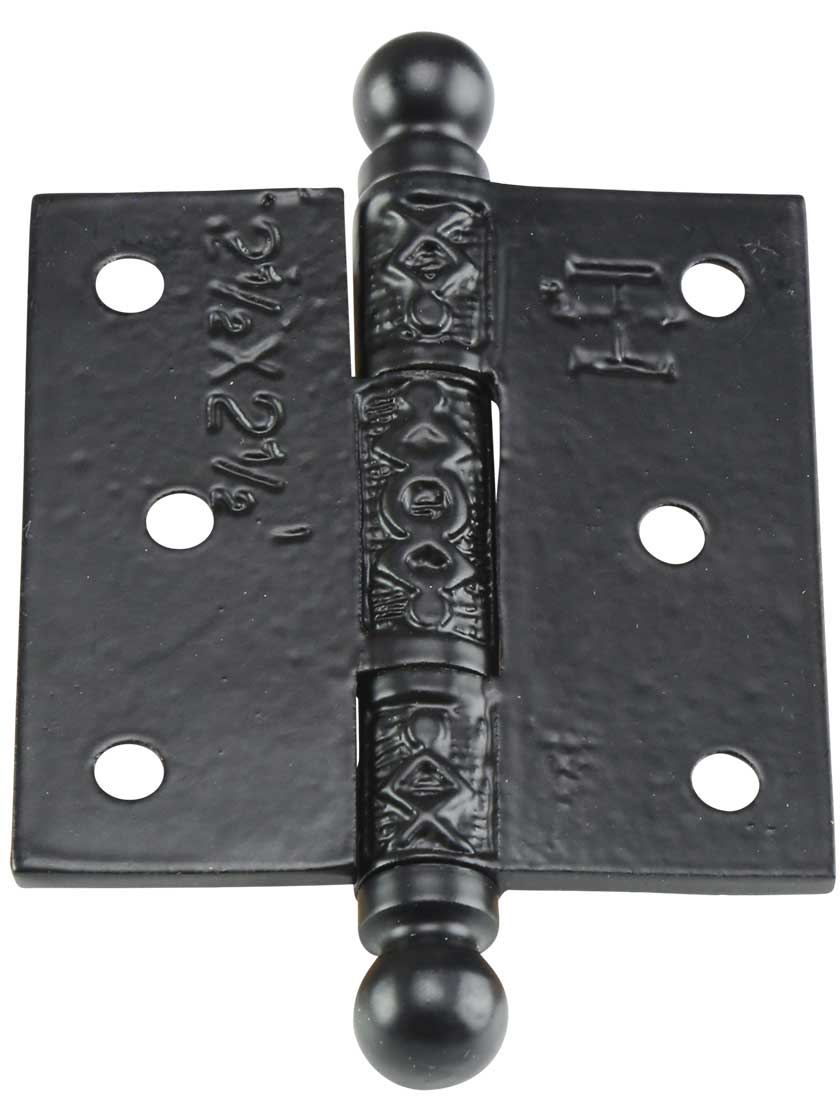 Alternate View 3 of 2 1/2 inch Cast Iron Ball Tip Hinge With Decorative Vine Pattern
