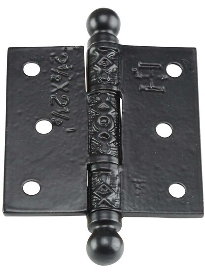 Alternate View 3 of 2 1/2 inch Cast Iron Ball Tip Hinge With Decorative Vine Pattern