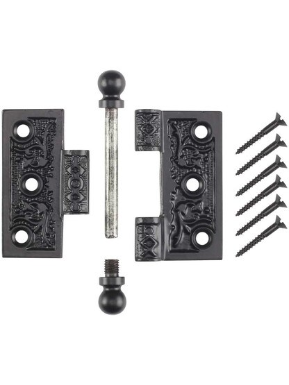 Alternate View 4 of 2 1/2 inch Cast Iron Ball Tip Hinge With Decorative Vine Pattern