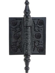 2 1/2" Cast Iron Steeple Tip Hinge With Decorative Vine Pattern