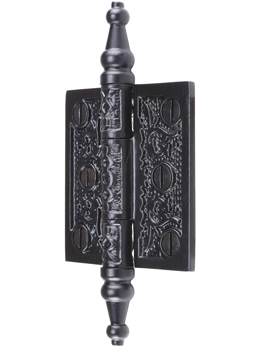Alternate View of 2 1/2 inch Cast Iron Steeple Tip Hinge With Decorative Vine Pattern