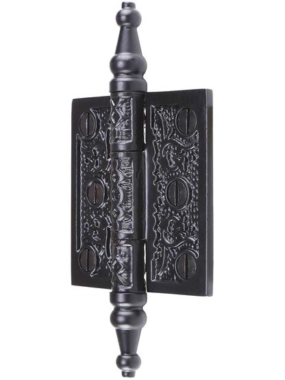 Alternate View of 2 1/2 inch Cast Iron Steeple Tip Hinge With Decorative Vine Pattern