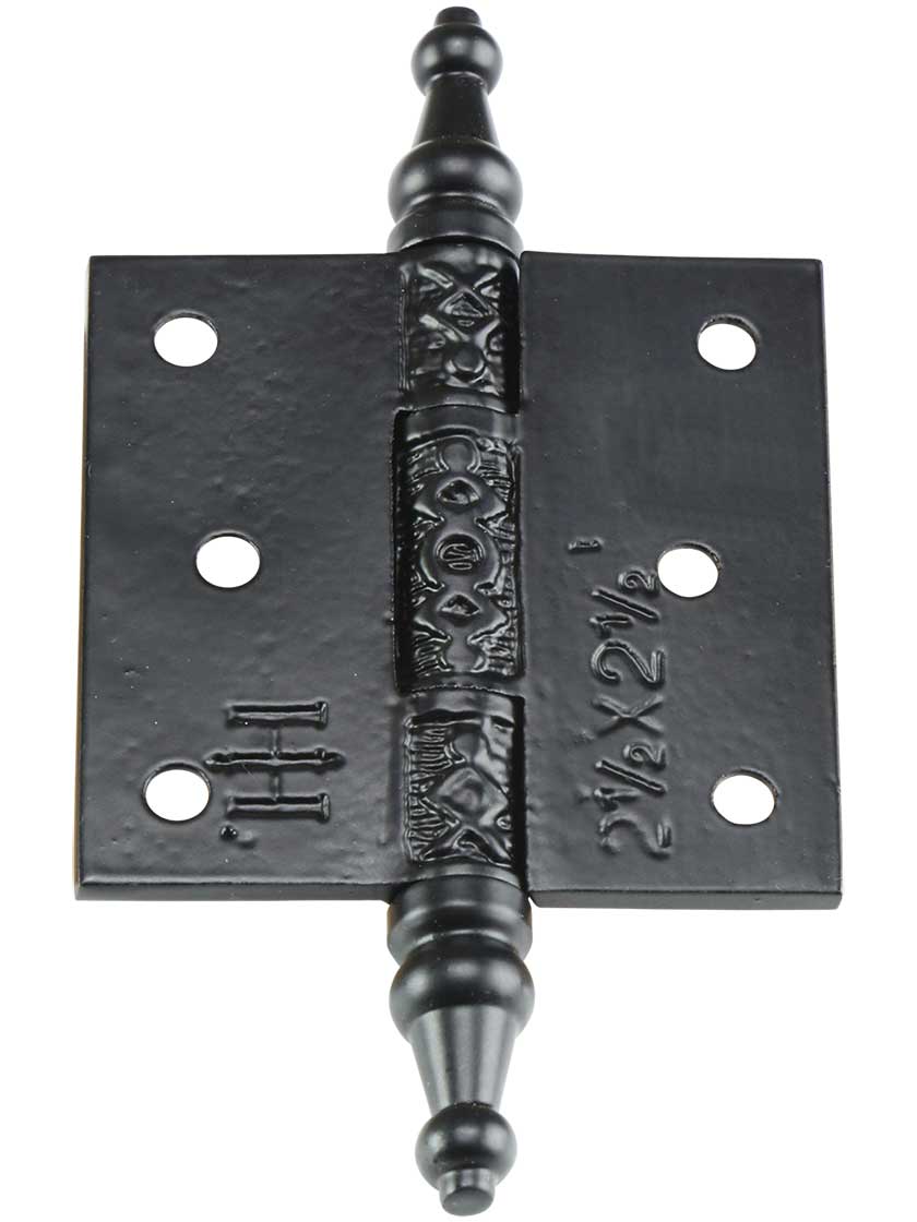 Alternate View 3 of 2 1/2 inch Cast Iron Steeple Tip Hinge With Decorative Vine Pattern