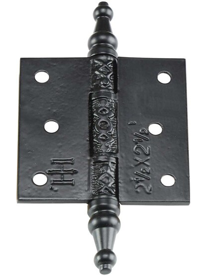 Alternate View 3 of 2 1/2 inch Cast Iron Steeple Tip Hinge With Decorative Vine Pattern