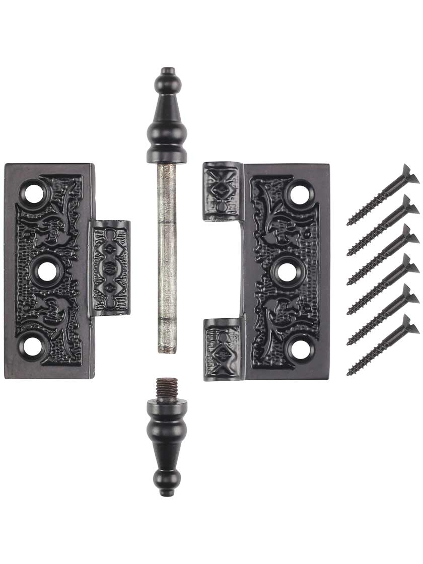Alternate View 4 of 2 1/2 inch Cast Iron Steeple Tip Hinge With Decorative Vine Pattern