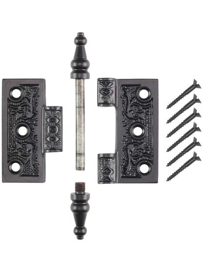 Alternate View 4 of 2 1/2 inch Cast Iron Steeple Tip Hinge With Decorative Vine Pattern