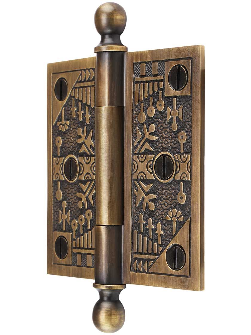 Alternate View of 3 1/2-Inch Ball-Tip Windsor Pattern Hinge In Antique-By-Hand Finish.