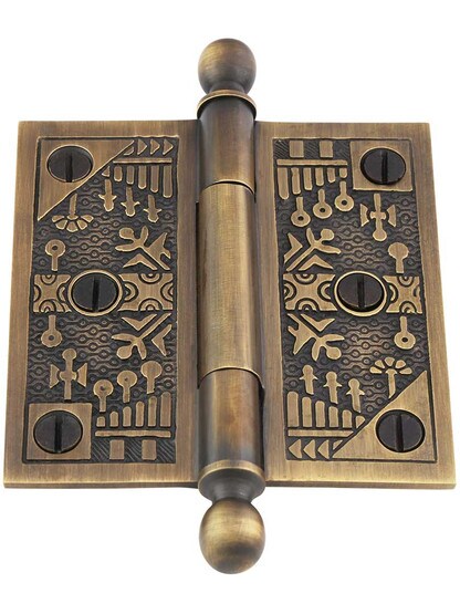 Alternate View 2 of 3 1/2-Inch Ball-Tip Windsor Pattern Hinge In Antique-By-Hand Finish.