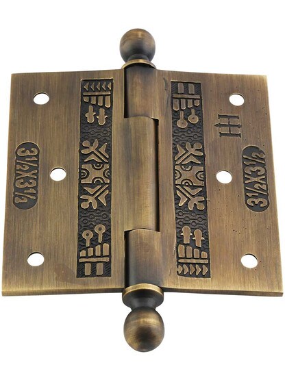 Alternate View 3 of 3 1/2-Inch Ball-Tip Windsor Pattern Hinge In Antique-By-Hand Finish.
