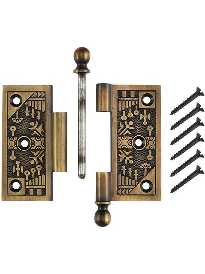 Alternate View 4 of 3 1/2-Inch Ball-Tip Windsor Pattern Hinge In Antique-By-Hand Finish.