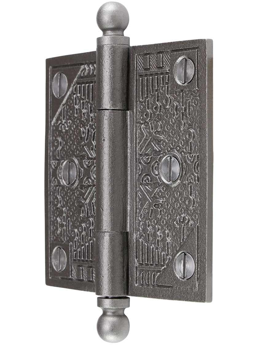 Alternate View of 3 1/2-Inch Ball-Tip Windsor Pattern Hinge In Lacquered Iron.