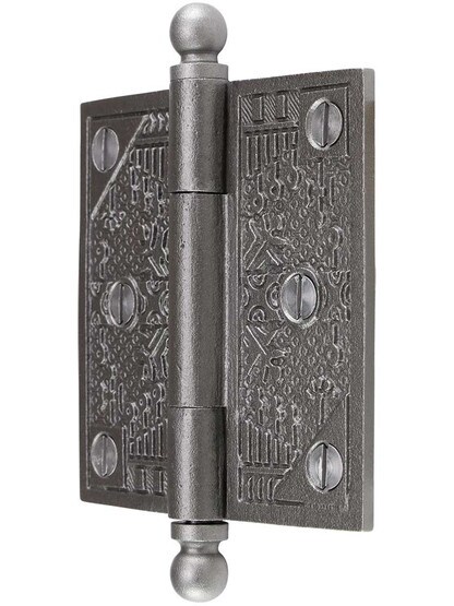 Alternate View of 3 1/2-Inch Ball-Tip Windsor Pattern Hinge In Lacquered Iron.