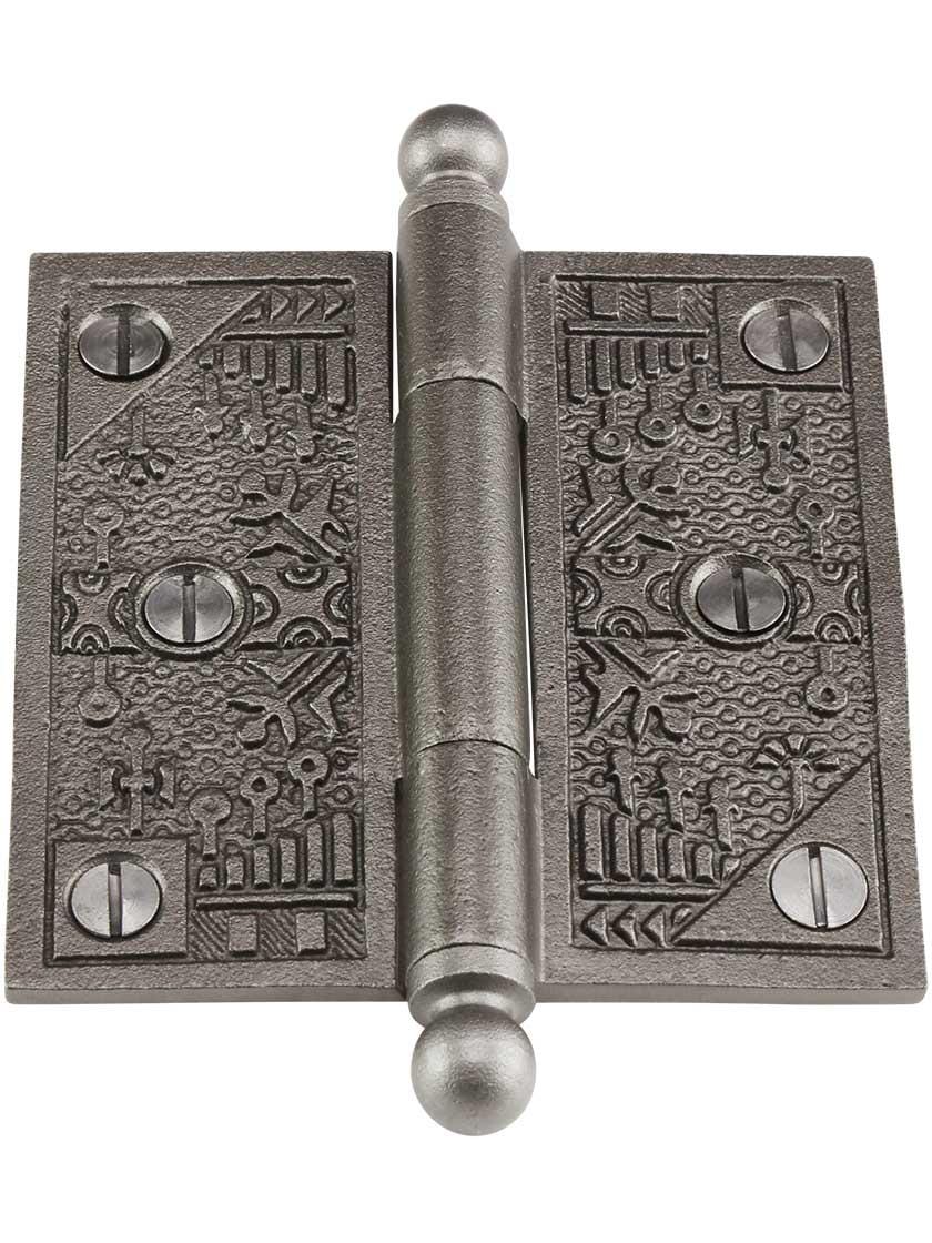 Alternate View 2 of 3 1/2-Inch Ball-Tip Windsor Pattern Hinge In Lacquered Iron.