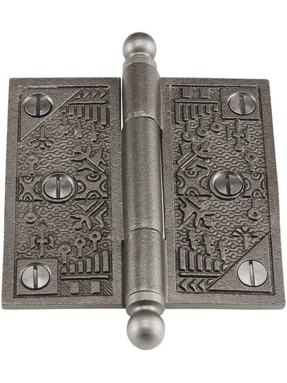Alternate View 2 of 3 1/2-Inch Ball-Tip Windsor Pattern Hinge In Lacquered Iron.