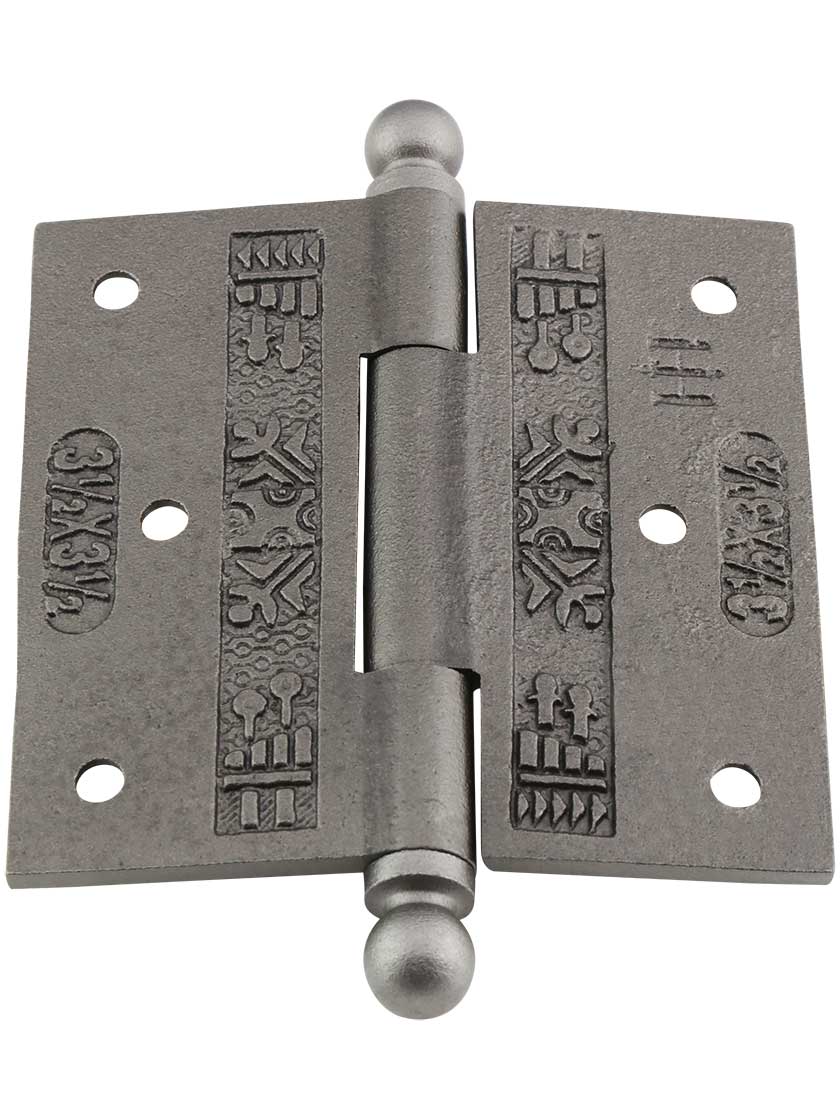 Alternate View 3 of 3 1/2-Inch Ball-Tip Windsor Pattern Hinge In Lacquered Iron.