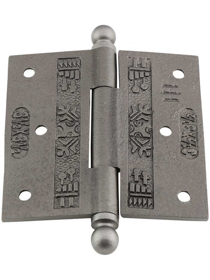 Alternate View 3 of 3 1/2-Inch Ball-Tip Windsor Pattern Hinge In Lacquered Iron.