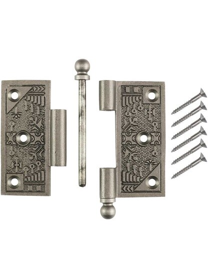 Alternate View 4 of 3 1/2-Inch Ball-Tip Windsor Pattern Hinge In Lacquered Iron.