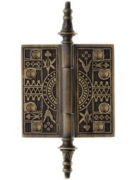 3 1/2-Inch Solid Brass Eastlake Steeple Tip Hinge In Antique-By-Hand Finish